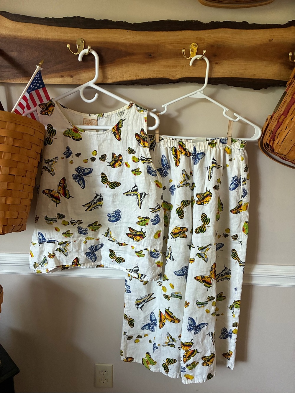 Vintage Tom Tom Linen and Cotton Butterfly Pants and Top Set